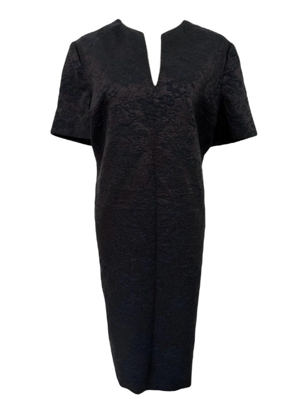 Lanvin Navy Blue Jacquard Shift Dress Size 46 Elegant Designer Classic Style